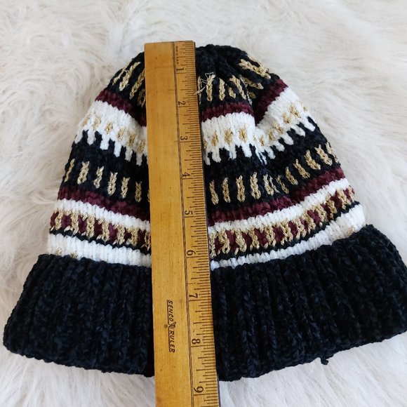 Bebe Women's Navy and Gold Knitted Hat One Size Fit All - Picture 6 of 7